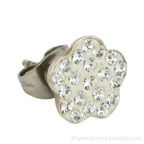 Flower-shaped Crystal Earring, Made of 316 Stainless Steel, OEM Orders Welcomed